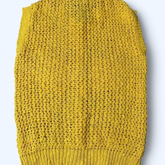 Vintage Penrose Knit Vest - Yellow Open Weave Button-Front - Size M - Picture 5 of 5